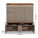 Ver imagem 3 de Estante Home Theater Petrópolis 1.8 2 Portas MDF-MDP 180cm Grigio Fosco-Canela Möbler