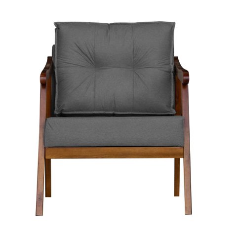 Poltrona Cadeira Vitoria Base Reforçada Veludo Cinza