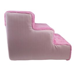 Escadinha Pet Luxo Cachorro Caes Gato Princesa Subir Cama Sofa Aveludado 3 Degraus Escada Altura - 3