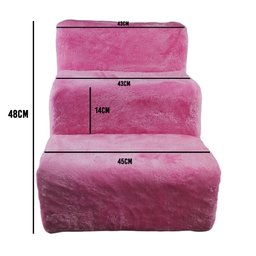 Escadinha Pet Luxo Cachorro Caes Gato Princesa Subir Cama Sofa Aveludado 3 Degraus Escada Altura - 7