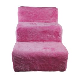 Escadinha Pet Luxo Cachorro Caes Gato Princesa Subir Cama Sofa Aveludado 3 Degraus Escada Altura - 2
