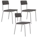 Ver imagem 1 de Kit 03 Cadeiras Estofada para Sala de Jantar Sense Branco C01 Linho Prata - Lyam Decor