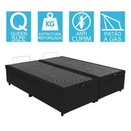 Base Cama Box Baú Bipartido Queen Suede Preto 43x158x198 - 3