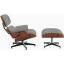 Ver imagem 1 de Poltrona Charles Eames com Banqueta Madeira Pau-ferro em Couro Legítimo Cinza