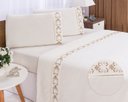 Ver imagem 2 de Jogo lençol Veneza quarto casal Padrão bordado 4 peças 2fronha:Palha com Caqui