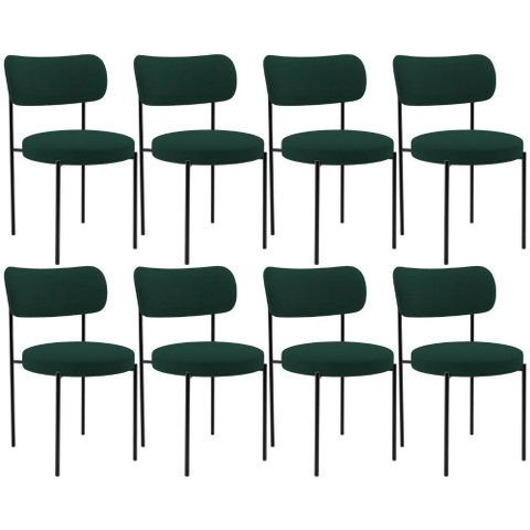 Kit 08 Cadeiras Estofadas para Sala de Jantar Louise L02 Bouclê Verde - Lyam Decor