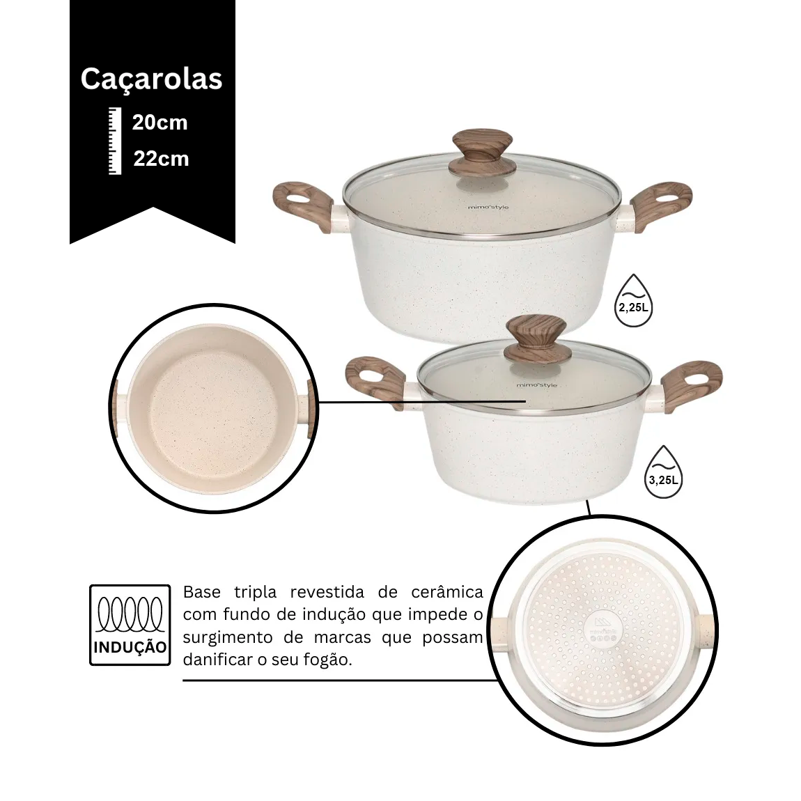 Jogo de Panela Ceramica Antiaderente Indução Mimo Style Cook Marmol 10 Peças Panelas e Utensílios - 4