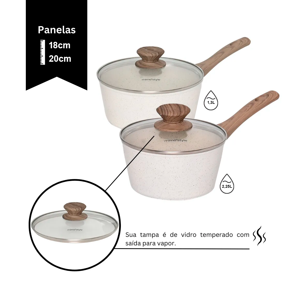 Jogo de Panela Ceramica Antiaderente Indução Mimo Style Cook Marmol 10 Peças Panelas e Utensílios - 7