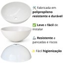 Ver imagem 5 de Cuba para Lavabo Redonda 28cm em Plástico Leve Durável Leve Branco