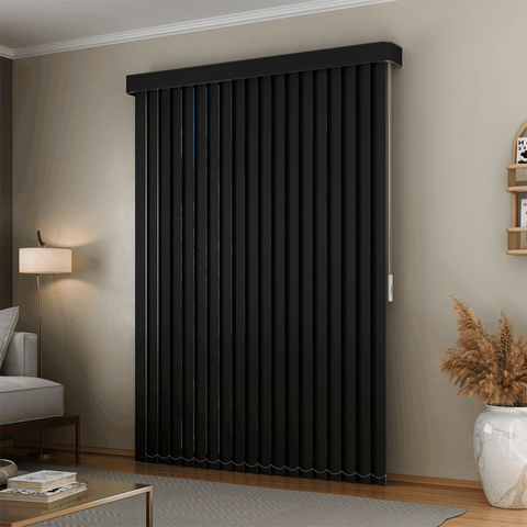 Persiana Vertical em Tecido Blackout com Bando Crisdan Largura 1,50 X 1,50 Altura Preto