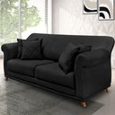 Ver imagem 2 de Sofá Living 2 Lugares 1,80m Vênus Veludo Pés Castanho - Pallazio - Preto