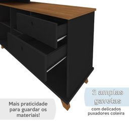 Escrivaninha Retrô em L para Escritório e Home Office com 2 Gavetas e 5 Nichos Gold - 9