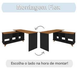 Escrivaninha Retrô em L para Escritório e Home Office com 2 Gavetas e 5 Nichos Gold - 11