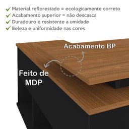 Escrivaninha Retrô em L para Escritório e Home Office com 2 Gavetas e 5 Nichos Gold - 5