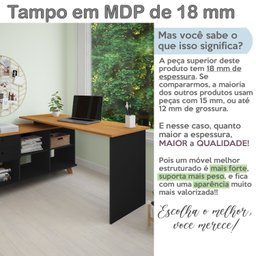 Escrivaninha Retrô em L para Escritório e Home Office com 2 Gavetas e 5 Nichos Gold - 7