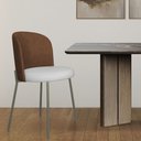 Ver imagem 4 de Cadeira Decorativa Sala de Jantar Elegance Base Titanium Courino Caramelo/bege - Montanaris Decor