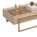 Ver imagem 3 de Mesa de Centro com Tampo Espelhado e Pés em Metal Dourado Kika Off White - Mabe Magazine