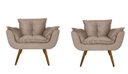 Ver imagem 1 de Jogo 2 Poltronas Decorativa Estofada Para Consultório Opala Suede Bege - LM DECOR