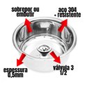 Ver imagem 3 de Cuba Clínica Aço 304 30x15cm P/ Médico Veterinário