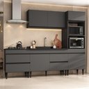 Ver imagem 1 de Armário Cozinha Modulada Completa com Pia Inclusa 251,5cm Milano Multimóveis MCR2473 Grafite/Preto