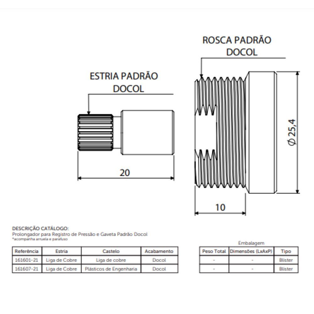 Prolongador Para Registro De Pressão E Gaveta Padrão Docol 161601 Madeiramadeira 0486