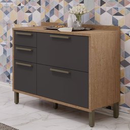 Balcão de Cozinha 120cm com 2 Portas Basculantes 3 Gavetas e Tampo 100% MDF Vicenza Espresso Móveis - 2