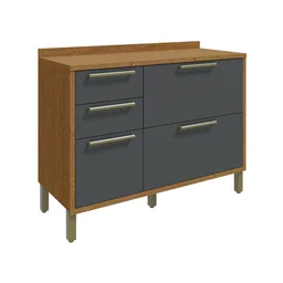 Balcão de Cozinha 120cm com 2 Portas Basculantes 3 Gavetas e Tampo 100% MDF Vicenza Espresso Móveis - 3