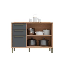 Balcão de Cozinha 120cm com 2 Portas Basculantes 3 Gavetas e Tampo 100% MDF Vicenza Espresso Móveis - 4