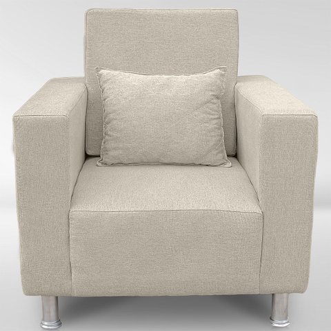 Poltrona Robusta para Sala e Recepção Confortável Reforçada Suede Premium:bege