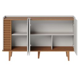 Buffet 3 Portas Detalhe Ripado Jurerê - Off White Matte / Freijó - 3