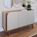 Ver imagem 1 de Buffet 3 Portas Detalhe Ripado Jurerê - Off White Matte / Freijó