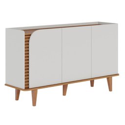 Buffet 3 Portas Detalhe Ripado Jurerê - Off White Matte / Freijó - 9