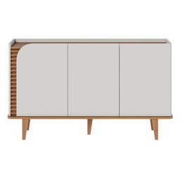 Buffet 3 Portas Detalhe Ripado Jurerê - Off White Matte / Freijó - 8