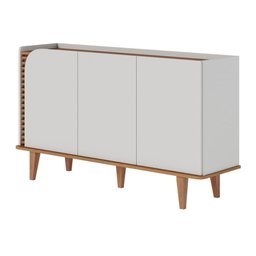 Buffet 3 Portas Detalhe Ripado Jurerê - Off White Matte / Freijó - 10