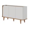 Buffet 3 Portas Detalhe Ripado Jurerê - Off White Matte / Freijó - 10