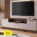 Ver mais imagens de Estante Home Theater Ripado para TV até 65 Polegadas MDF 200cmx185cm 65" Detalhes Curvos e Ripados Marrom Avelã/Off