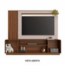 Ver imagem 5 de Estante Home Theater Ripado para TV até 65 Polegadas MDF 200cmx185cm 65" Detalhes Curvos e Ripados Marrom Avelã/Off