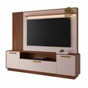 Ver imagem 3 de Estante Home Theater Ripado para TV até 65 Polegadas MDF 200cmx185cm 65" Detalhes Curvos e Ripados Marrom Avelã/Off