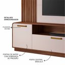 Ver imagem 7 de Estante Home Theater Ripado para TV até 65 Polegadas MDF 200cmx185cm 65" Detalhes Curvos e Ripados Marrom Avelã/Off