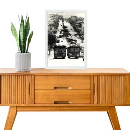 Quadro Fotografia Antiga Belo Horizonte - Av Amazonas 24x18cm - com Vidro:moldura Branca - 1