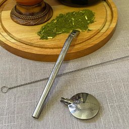 Bomba de Chimarrão Estampada 21cm Bojo Mil Furos Aço Inox com Rosca para Mate - 2