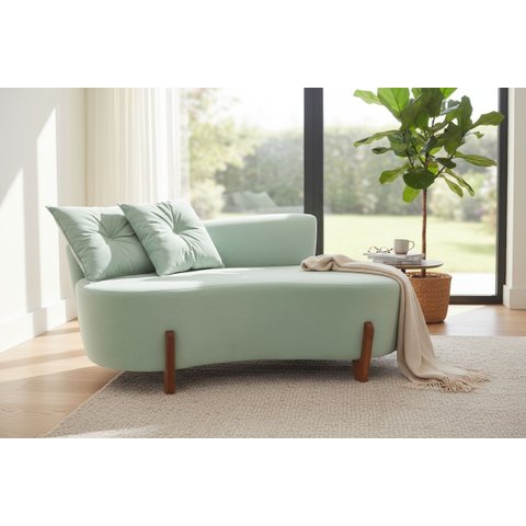 Namoradeira Sofá Feijão Luna 130cm Orgânica Veludo Acqua
