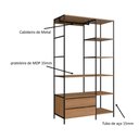 Ver imagem 3 de Closet Industrial com Estrutura em Aço e 2 Gavetas 1,8m Cor:preto com Mel