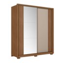 Ver imagem 2 de Guarda-Roupa Casal Frisado 2 Portas de Correr 3 Gavetas com Espelho e Pés Toronto Marrom/Carvalho/Fendi