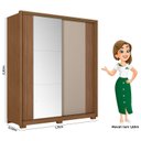 Ver imagem 5 de Guarda-Roupa Casal Frisado 2 Portas de Correr 3 Gavetas com Espelho e Pés Toronto Marrom/Carvalho/Fendi