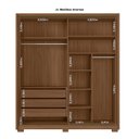 Ver imagem 6 de Guarda-Roupa Casal Frisado 2 Portas de Correr 3 Gavetas com Espelho e Pés Toronto Marrom/Carvalho/Fendi