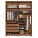 Ver imagem 4 de Guarda-Roupa Casal Frisado 2 Portas de Correr 3 Gavetas com Espelho e Pés Toronto Marrom/Carvalho/Fendi