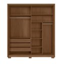 Ver imagem 7 de Guarda-Roupa Casal Frisado 2 Portas de Correr 3 Gavetas com Espelho e Pés Toronto Marrom/Carvalho/Fendi