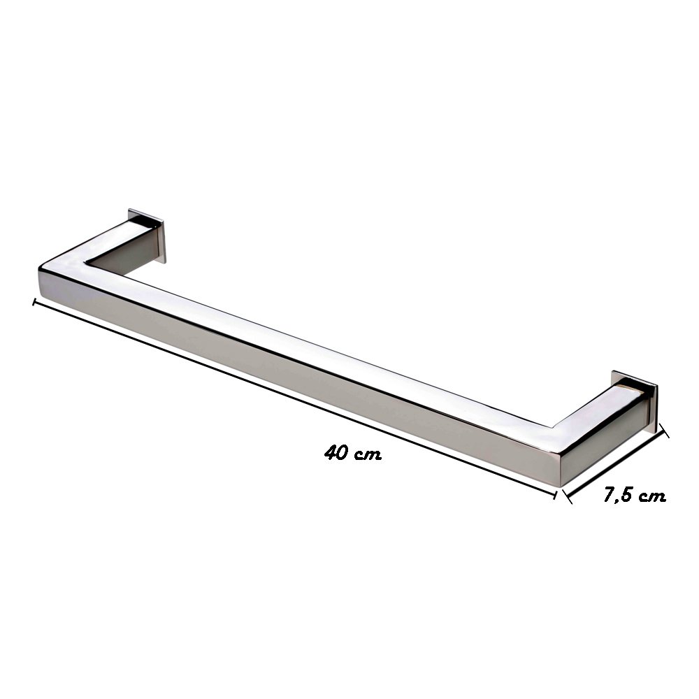 Porta Toalha Toalheiro de Rosto Banheiro 40cm em Aço Inox Polido Brilhante Linha Larissa Stainless - 8