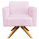 Ver imagem 6 de Poltrona Decorativa Isabella Base Giratória Madeira Suede Rosa Bebê - Gran Belo
